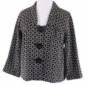 Vintage 90s Y2K Max Studio Retro Cropped Black White Swing Jacket M